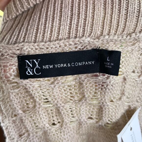 New York & Company Women's Longline Open Cardigan Sweater Beige Size L. NEW - Picture 6 of 8